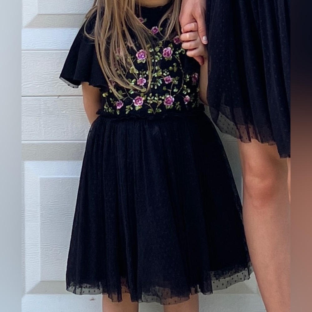 Ivy City Co Black Dress with Floral Embroidery